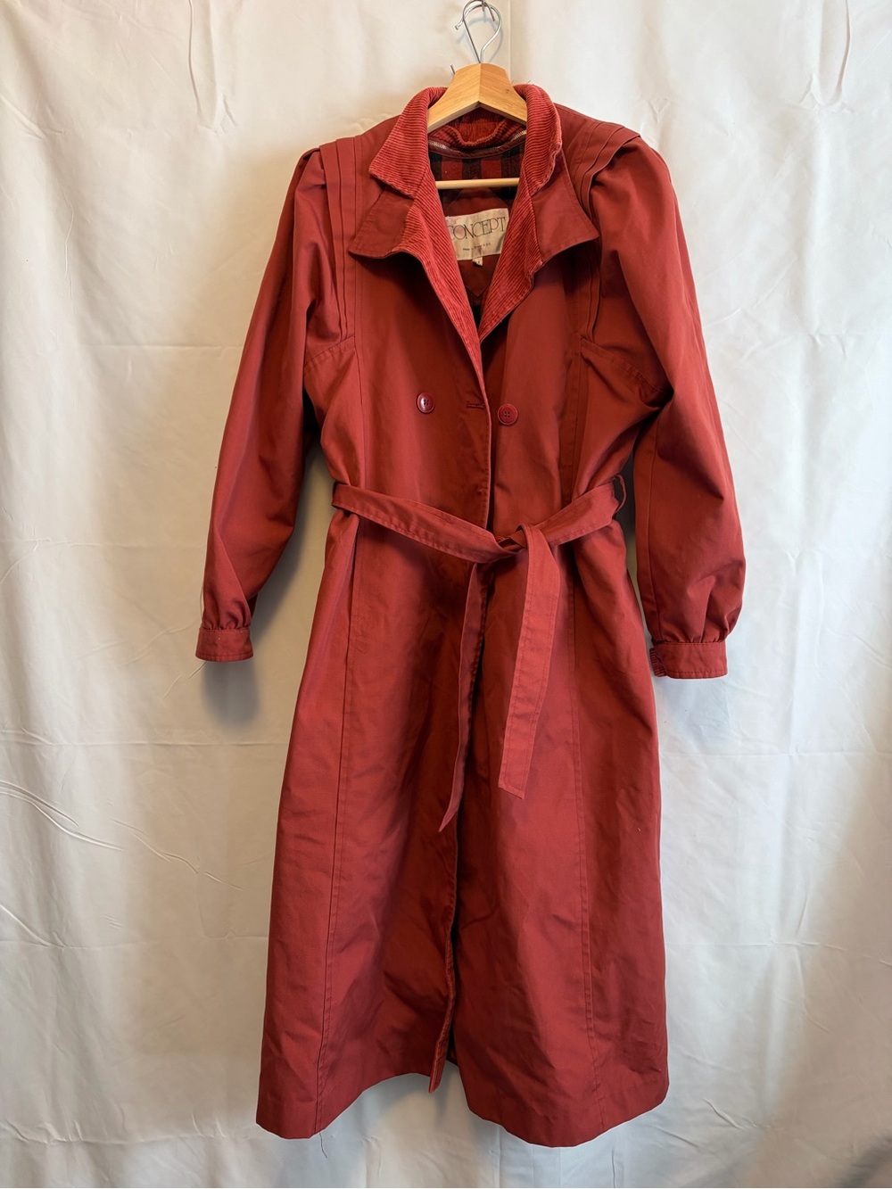 Women's Concept Rust Tie-Waist Trench Coat